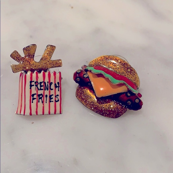 lunch at the ritz Jewelry - Rare - Lunch at the Ritz hamburger French fries earrings